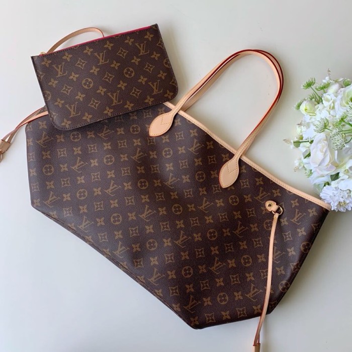 Louis Vuitton Womens Bags Handbags Luxury Brand LV NEVERFULL GM Peony Monogram M41180