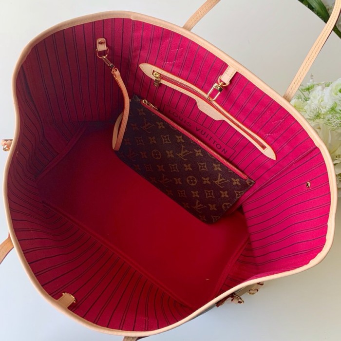 Louis Vuitton Womens Bags Handbags Luxury Brand LV NEVERFULL GM Peony Monogram M41180