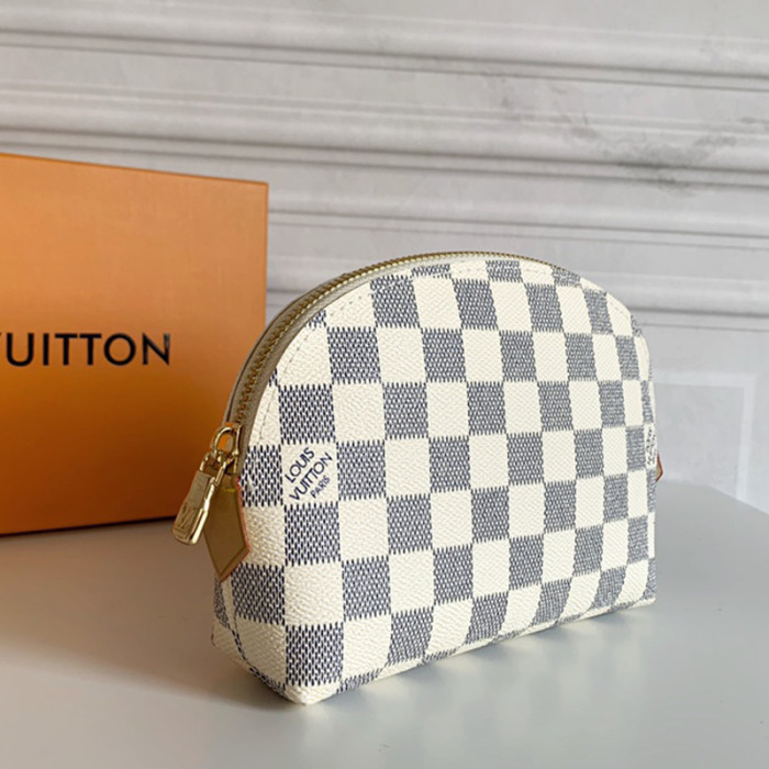 Louis Vuitton Womens Clutch Make Up Bags Luxury Fashion Type Designer COSMETIC POUCH Damier Azur Canvas N60024