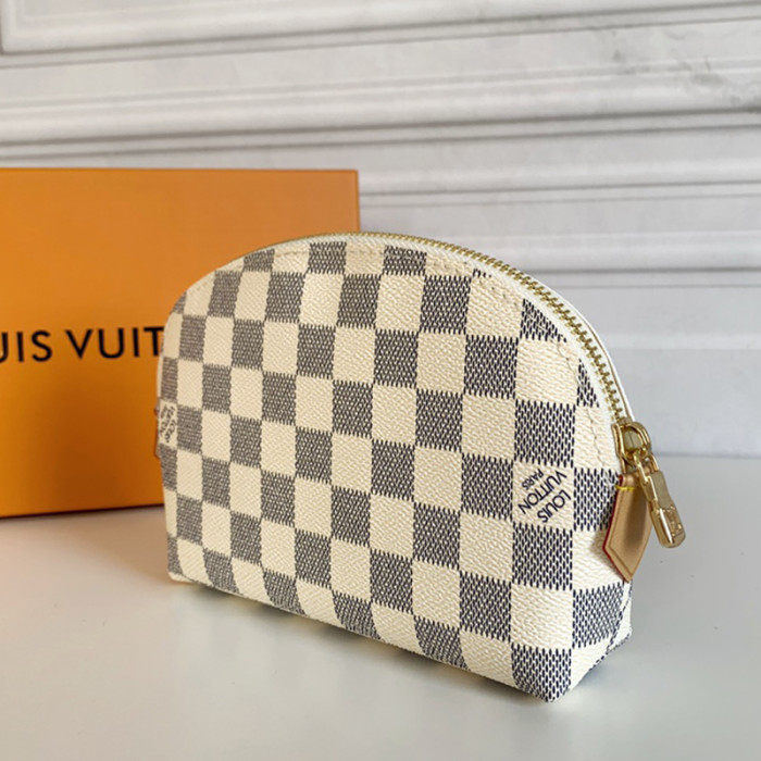 Louis Vuitton Womens Clutch Make Up Bags Luxury Fashion Type Designer COSMETIC POUCH Damier Azur Canvas N60024
