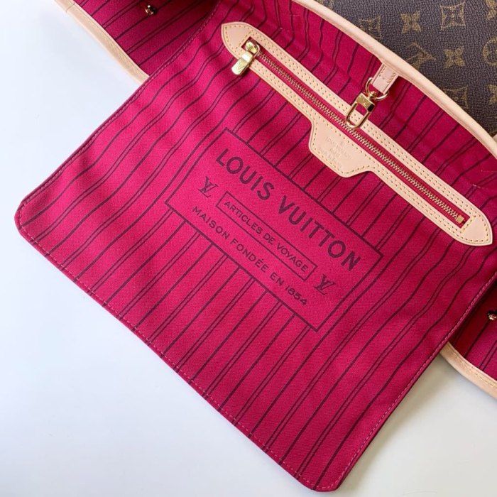 Louis Vuitton Womens Bags Handbags Luxury Brand LV NEVERFULL GM Peony Monogram M41180