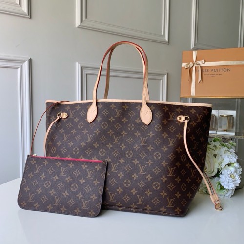 Louis Vuitton Womens Bags Handbags Luxury Brand LV NEVERFULL GM Peony Monogram M41180
