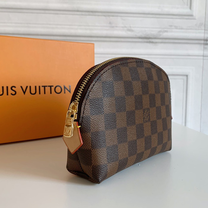 Louis Vuitton Womens Clutch Make Up Bags Luxury Fashion Type COSMETIC POUCH Damier Ebene Canvas N47516