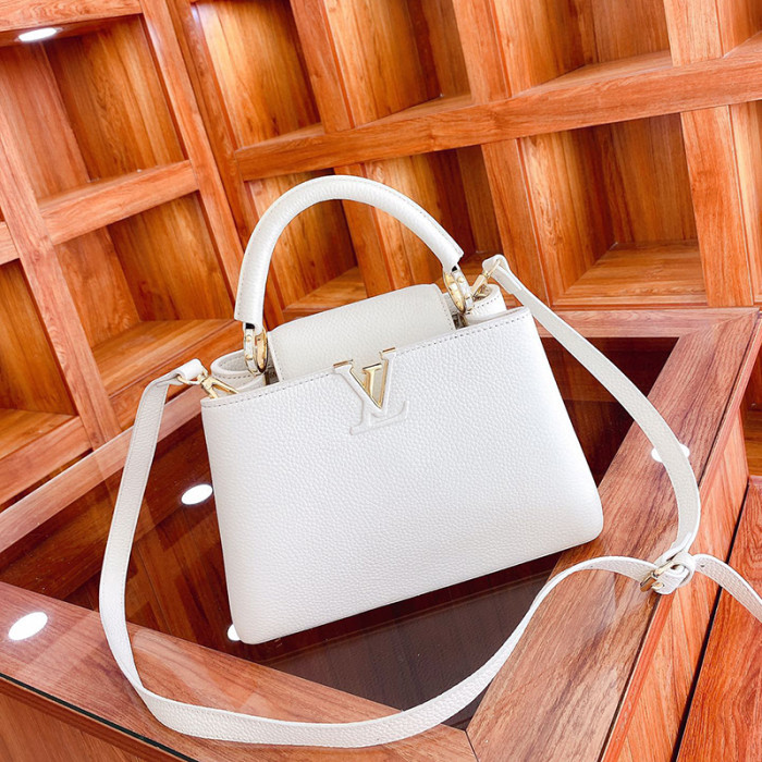 Louis Vuitton Womens Bags Handbags Luxury Brand CAPUCINES BB Snow Taurillon Leather Messenger Shoulder Bags M55832