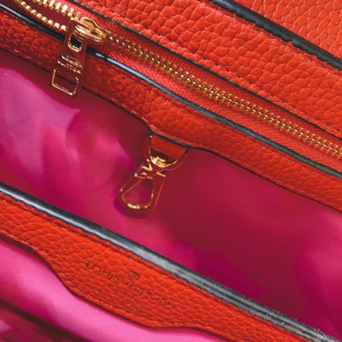 Louis Vuitton Womens Bags Handbags Luxury Brand CAPUCINES BB Scarlet Taurillon Leather Messenger Shoulder Bags M52689