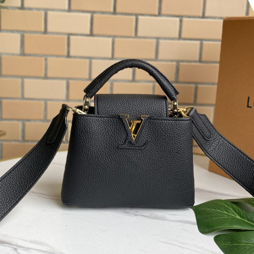 Louis Vuitton Womens Bags Handbags Luxury Brand CAPUCINES MINI Black Messenger Shoulder Bags M56071