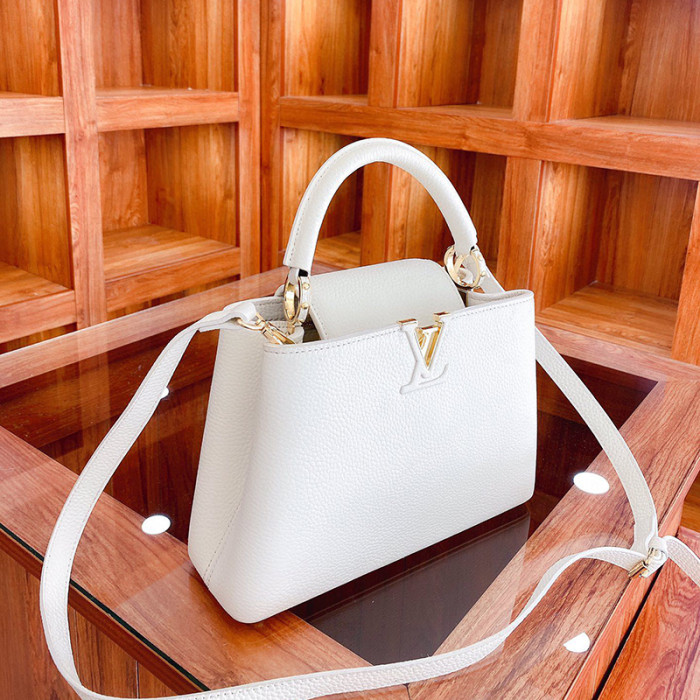 Louis Vuitton Womens Bags Handbags Luxury Brand CAPUCINES BB Snow Taurillon Leather Messenger Shoulder Bags M55832