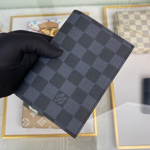 Louis Vuitton Mens Wallets Purse Luxury Brand Designer PASSPORT COVER Damier Graphite Canvas N64411 with Original Box