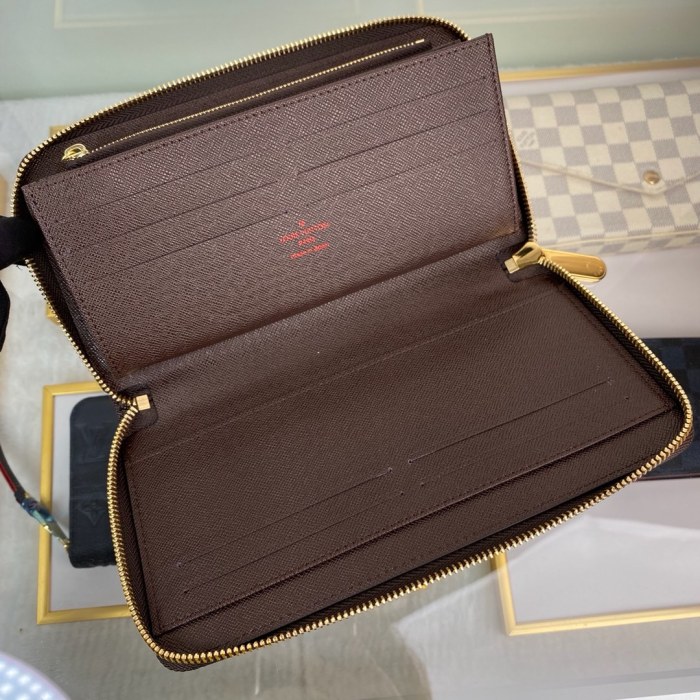 Louis Vuitton Mens Wallets Purse Luxury Brand Designer ZIPPY ORGANIZER Damier Graphite Canvas with Original Box N63502