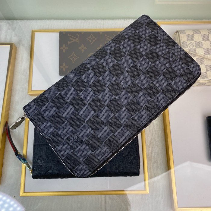 Louis Vuitton Mens Wallets Purse Luxury Brand Designer ZIPPY ORGANIZER Damier Graphite Canvas with Original Box N60111