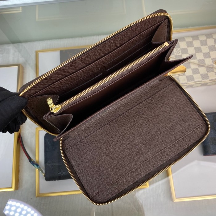 Louis Vuitton Mens Wallets Purse Luxury Brand Designer ZIPPY ORGANIZER Damier Graphite Canvas with Original Box N63502