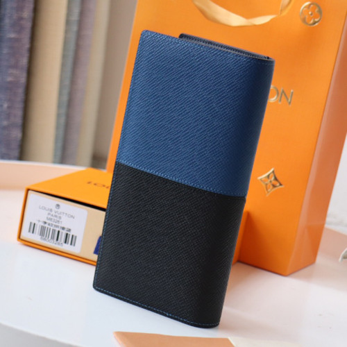 Louis Vuitton Mens Wallets Purse Luxury Brand Designer BRAZZA WALLET Blue Taiga Leather with Original Box M30713