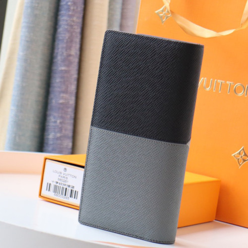Louis Vuitton Mens Wallets Purse Luxury Brand Designer BRAZZA WALLET Grey Taiga Leather with Original Box M30715