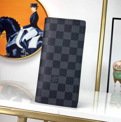 Louis Vuitton Mens Wallets Purse Luxury Brand Designer BRAZZA WALLET Damier Graphite Canvas with Original Box N62665