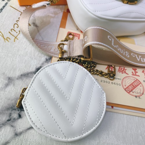 Louis Vuitton Womens Bags Shoulder Bag Luxury Brand LOUIS VUITTON NEW WAVE MULTI-POCHETTE Snow with Original Box M56466