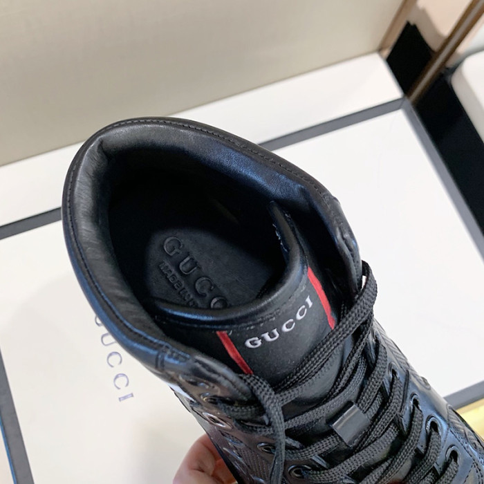 Gucci Men Shoes Fashion Sneakers Luxury Brand Men's Ace GG High-Top Embossed Sneaker with Original Box