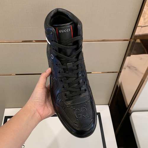 Gucci Men Shoes Fashion Sneakers Luxury Brand Men's Ace GG High-Top Embossed Sneaker with Original Box