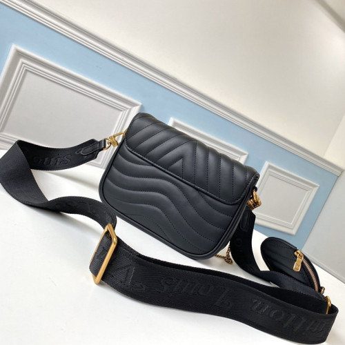 Louis Vuitton Womens Bags Shoulder Bag Luxury Brand LOUIS VUITTON NEW WAVE MULTI-POCHETTE Black M56461 with Original Box