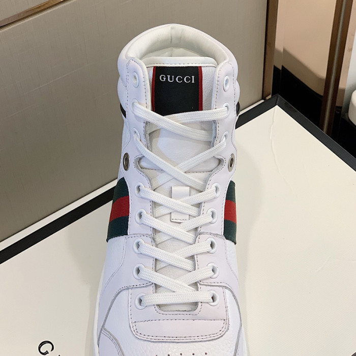 Gucci Men Shoes Fashion Sneakers Luxury Brand Men's Ace GG High-Top Embossed Sneaker with Original Box