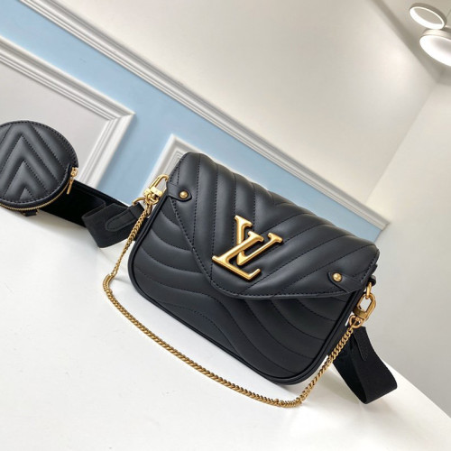 Louis Vuitton Womens Bags Shoulder Bag Luxury Brand LOUIS VUITTON NEW WAVE MULTI-POCHETTE Black M56461 with Original Box