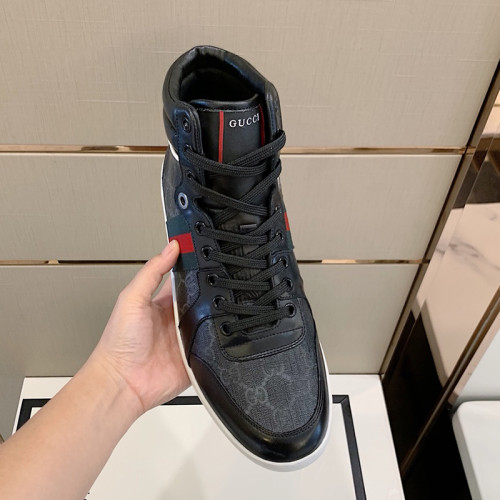 Gucci Men Shoes Fashion Sneakers Luxury Brand Men's Ace GG High-Top Embossed Sneaker with Original Box
