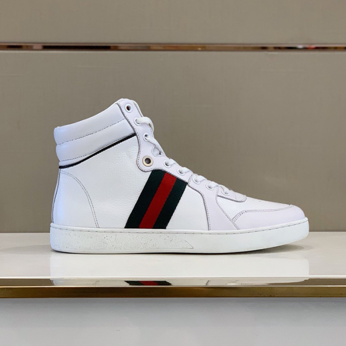 Gucci Men Shoes Fashion Sneakers Luxury Brand Men's Ace GG High-Top Embossed Sneaker with Original Box