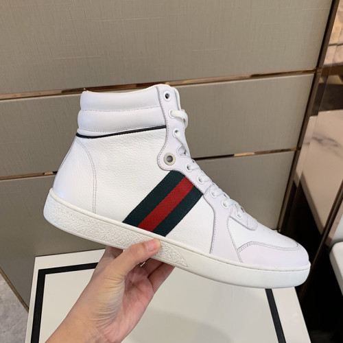Gucci Men Shoes Fashion Sneakers Luxury Brand Men's Ace GG High-Top Embossed Sneaker with Original Box
