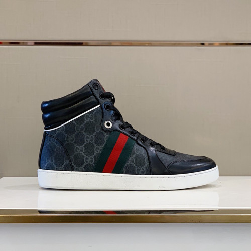 Gucci Men Shoes Fashion Sneakers Luxury Brand Men's Ace GG High-Top Embossed Sneaker with Original Box