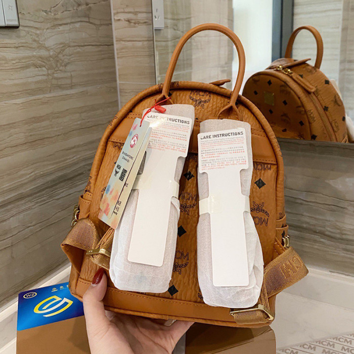 MCM Women Bags Backpacks Luxury Brand Stark Bebe Boo Backpack in Visetos with Original Box