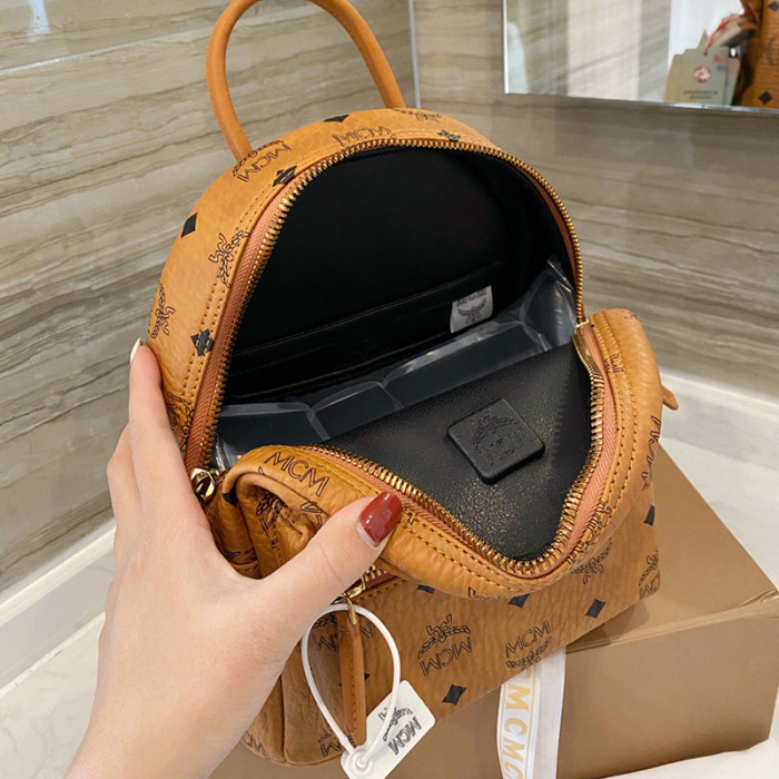 MCM Women Bags Backpacks Luxury Brand Stark Bebe Boo Backpack in Visetos with Original Box