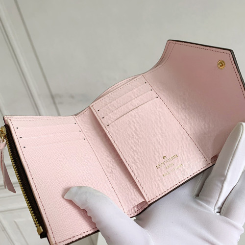 Louis Vuitton Womens Bags Wallets Clutch Luxury Brand Fashion Type Rose Ballerina Damier Ebene VICTORINE WALLET with Original Box N61700
