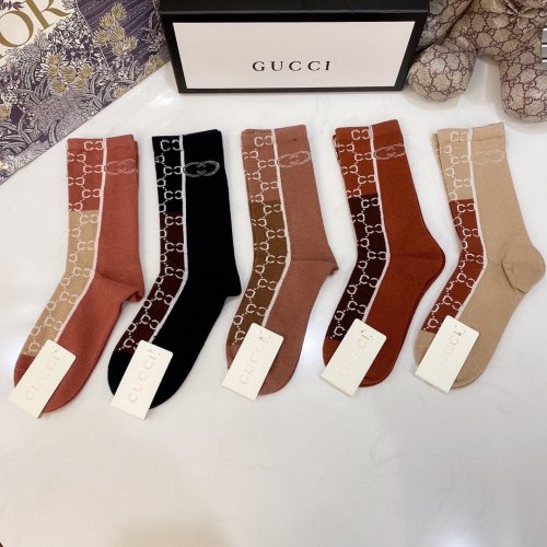Gucci Socks 5 Pairs with Original Box Luxury Brand Breathable Gucci Sock