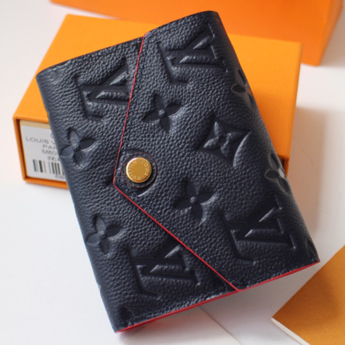 Louis Vuitton Womens Bags Wallets Clutch Luxury Brand Fashion Type Navy / Red Monogram Empreinte Leather VICTORINE WALLET M64577