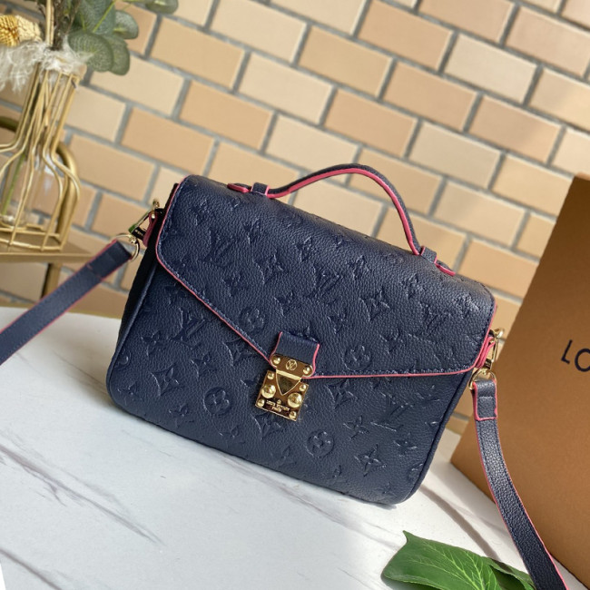 Louis Vuitton Womens Bags Crossbody Bag Pochette Métis Luxury Brand POCHETTE METIS Navy Red Monogram Empreinte Leather M44071