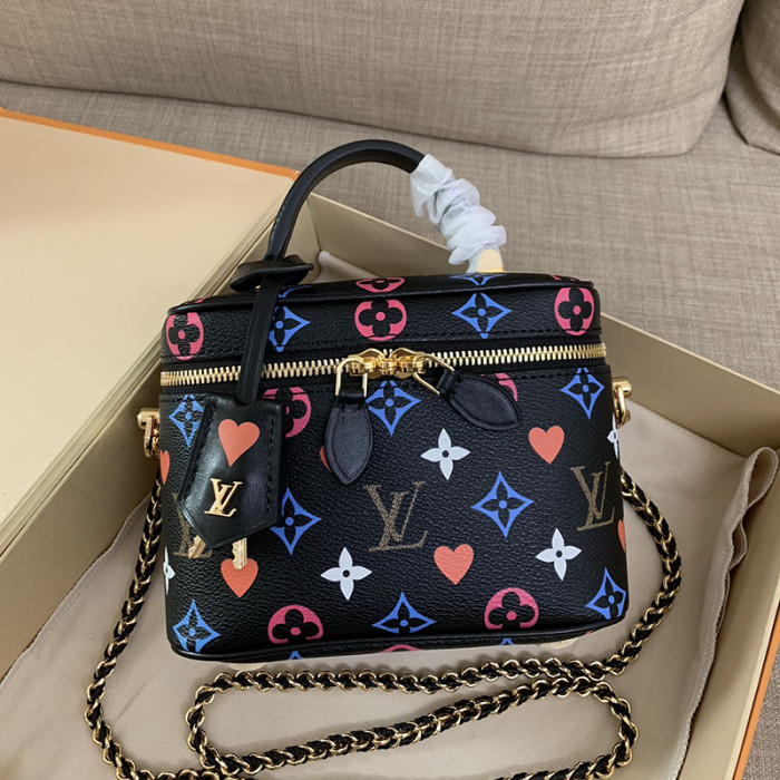 Louis Vuitton Womens Bags Handbags Luxury Brand Black GAME ON VANITY PM Messenger Shoulder Bags with Original Box M57482