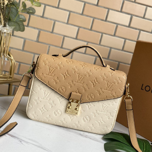 Louis Vuitton Womens Bags Crossbody Bag Pochette Métis Luxury Brand POCHETTE METIS Beige Rose Creme Monogram Empreinte Leather M44300