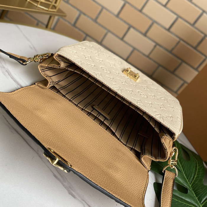 Louis Vuitton Womens Bags Crossbody Bag Pochette Métis Luxury Brand POCHETTE METIS Beige Rose Creme Monogram Empreinte Leather M44300