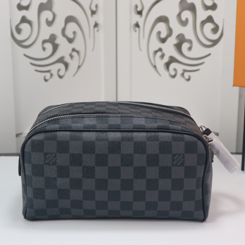 Louis Vuitton Womens Clutch Make Up Bags Luxury Fashion Type Damier Ebene Canvas KING SIZE TOILETRY BAG with Original Box
