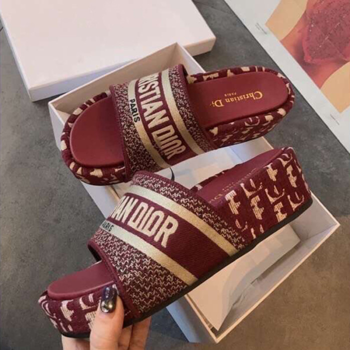 Dior Women Shoes Sandals Slippers Luxury Brand Thick Sole Womens Slippers with Original Box