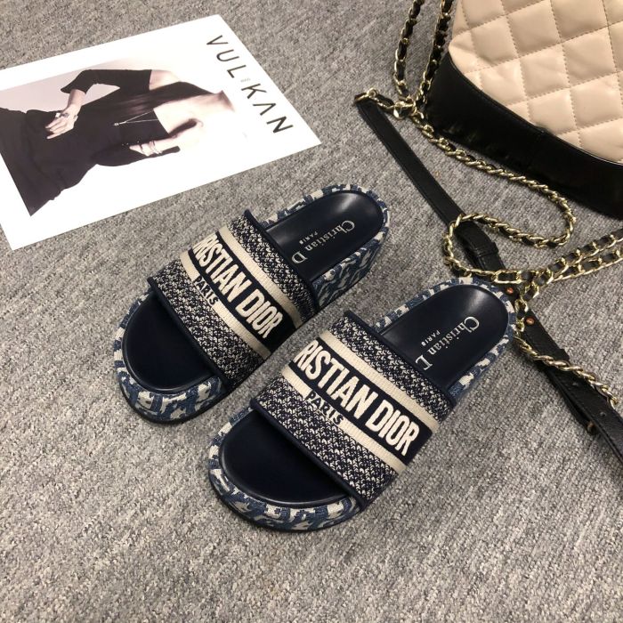 Dior Women Shoes Sandals Slippers Luxury Brand Thick Sole Womens Slippers with Original Box