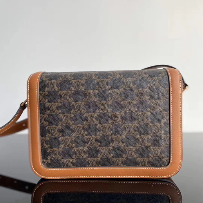 Celine Womens Bag TEEN TRIOMPHE BAG IN TRIOMPHE CANVAS AND CALFSKIN