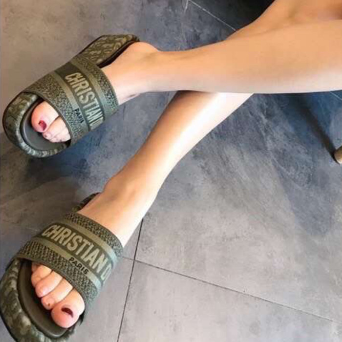 Dior Women Shoes Sandals Slippers Luxury Brand Thick Sole Womens Slippers with Original Box