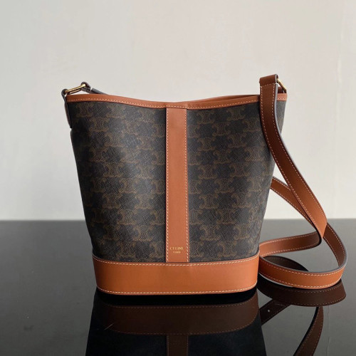 Celine Womens Bag SMALL BUCKET IN TRIOMPHE CANVAS