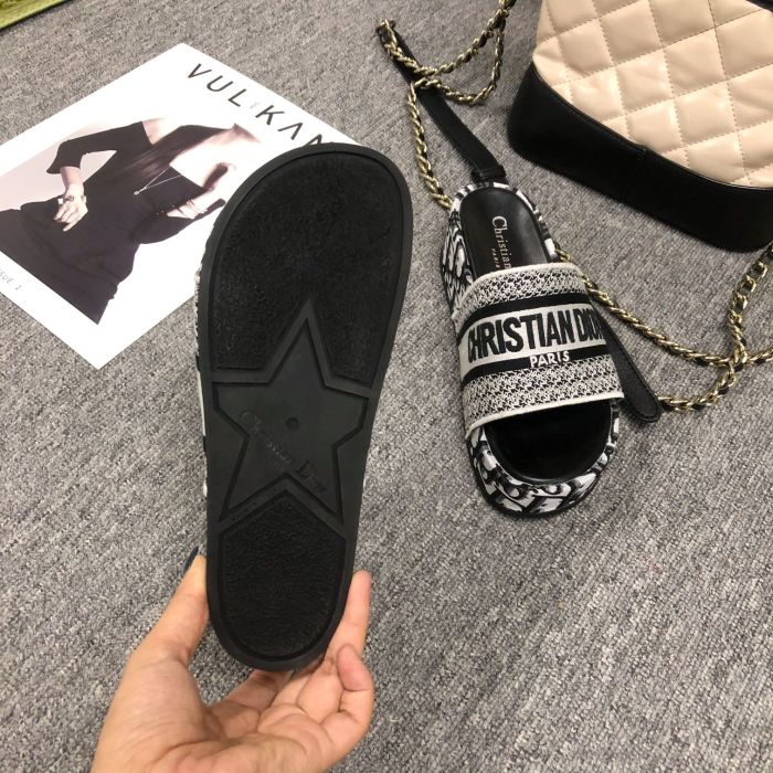 Dior Women Shoes Sandals Slippers Luxury Brand Thick Sole Womens Slippers with Original Box