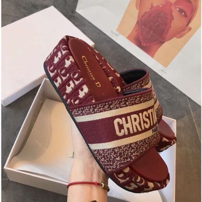 Dior Women Shoes Sandals Slippers Luxury Brand Thick Sole Womens Slippers with Original Box