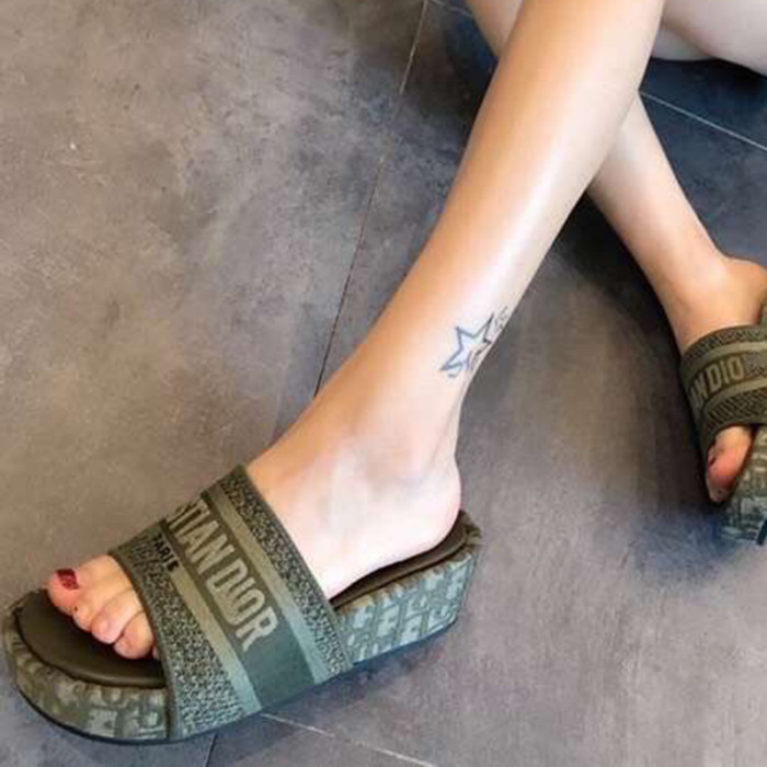Dior Women Shoes Sandals Slippers Luxury Brand Thick Sole Womens Slippers with Original Box