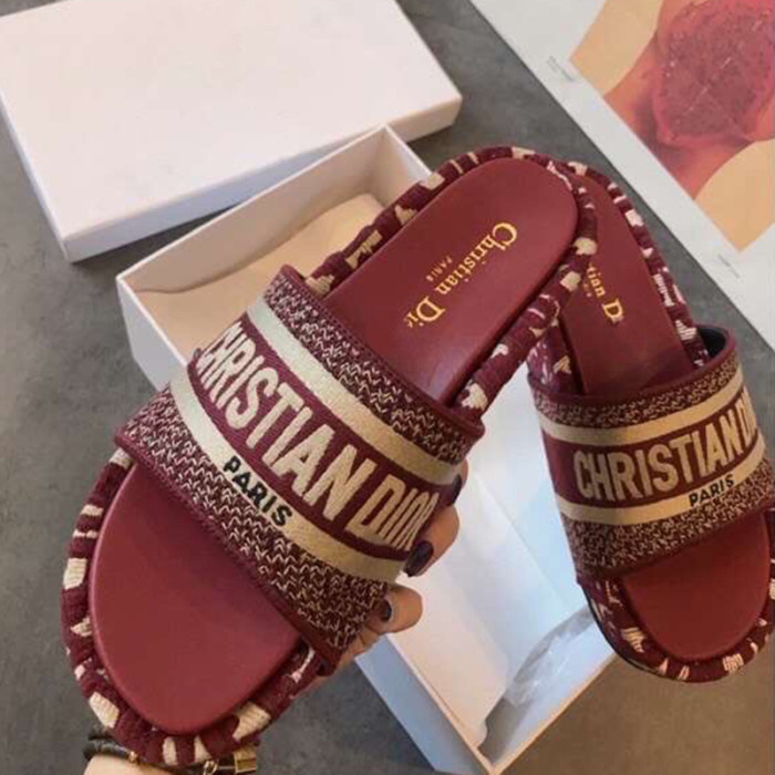 Dior Women Shoes Sandals Slippers Luxury Brand Thick Sole Womens Slippers with Original Box