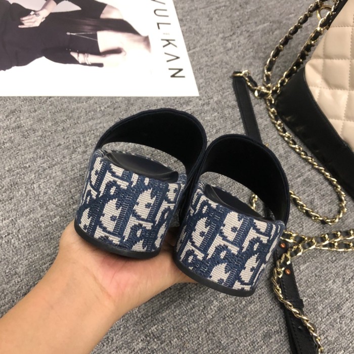 Dior Women Shoes Sandals Slippers Luxury Brand Thick Sole Womens Slippers with Original Box