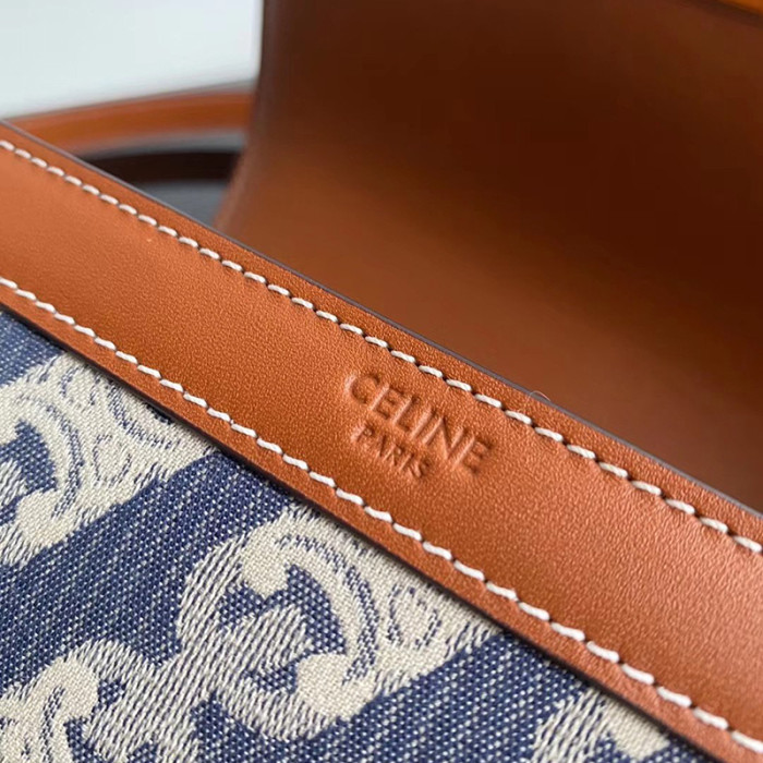 Celine Womens Bag MEDIUM TRIOMPHE BAG IN CHAÎNE TRIOMPHE JACQUARD AND NATURAL CALFSKIN