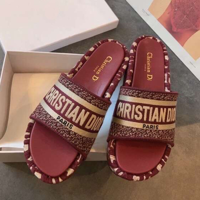 Dior Women Shoes Sandals Slippers Luxury Brand Thick Sole Womens Slippers with Original Box